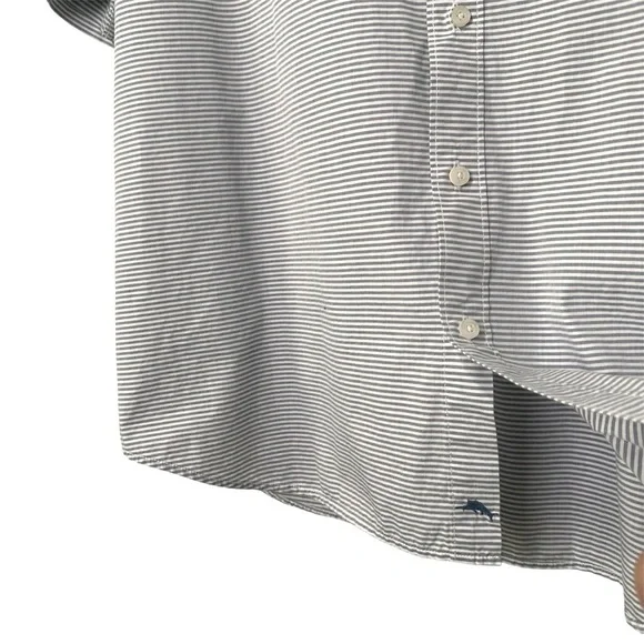 Tommy Bahama Men’s XXL Cotton White & Blue Striped Button Down Short Sleeve - Picture 4 of 6